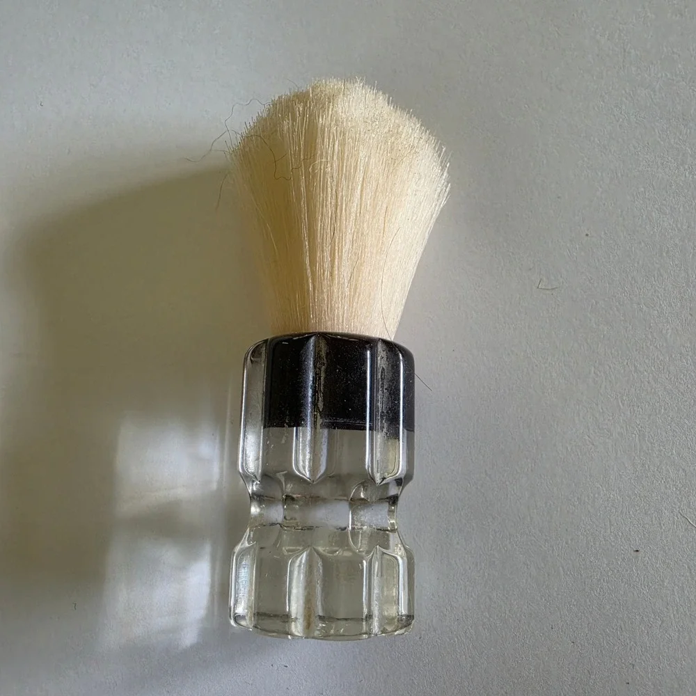 Vintage 50s Ever-Ready 500N Shaving Brush Clear Lucite Black Handle Made in USA